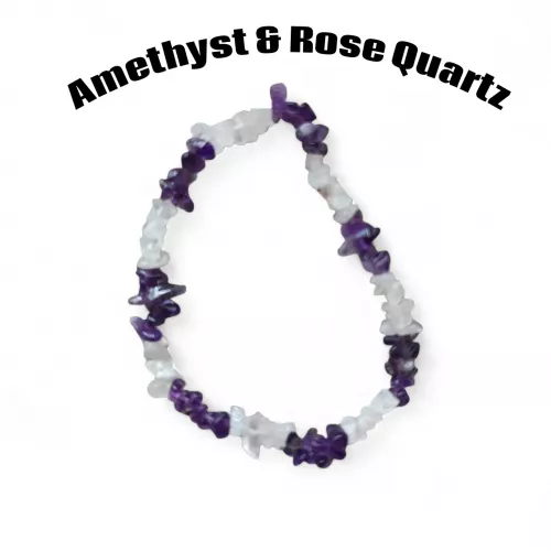 Amethyst and Rose Quartz Tumble Chipped Bracelet