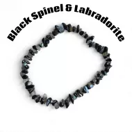 Black Spinel and Labradorite Chipped Bracelet
