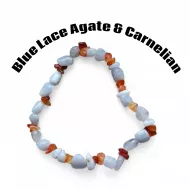 Blue Lace Agate & Carnelian Chip Bracelet