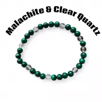 Malachite & Clear Quartz Stretchy Bracelet